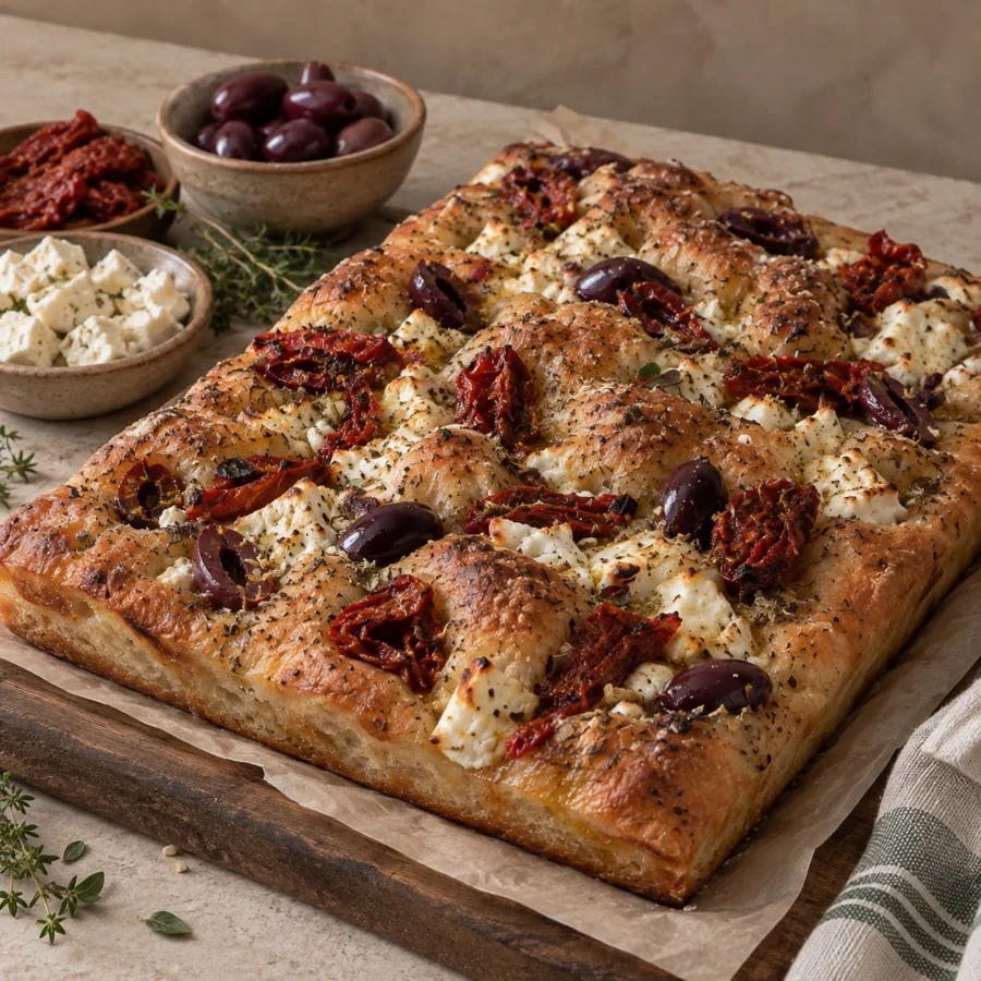Greek style focaccia